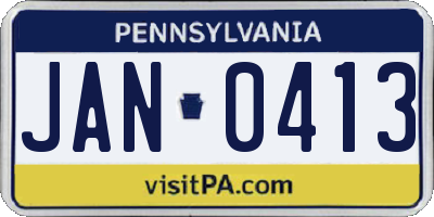 PA license plate JAN0413