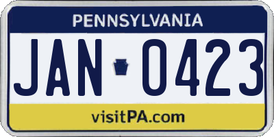 PA license plate JAN0423