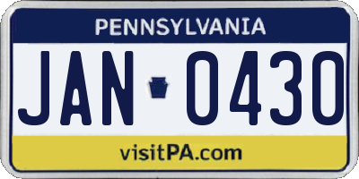PA license plate JAN0430