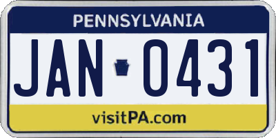 PA license plate JAN0431