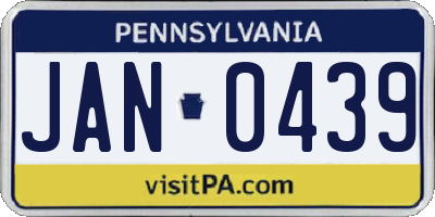 PA license plate JAN0439