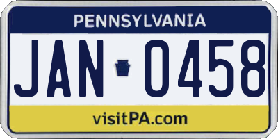 PA license plate JAN0458