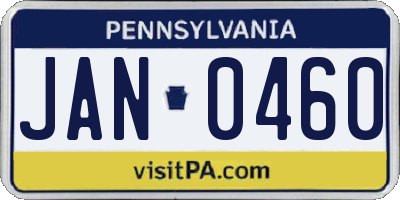 PA license plate JAN0460