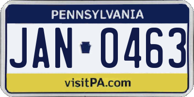 PA license plate JAN0463