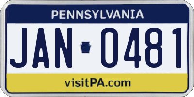PA license plate JAN0481