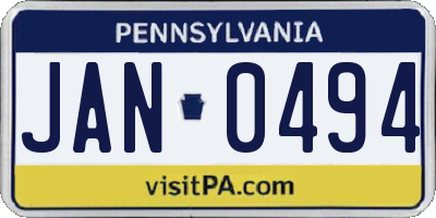 PA license plate JAN0494