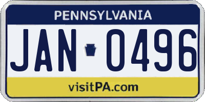PA license plate JAN0496