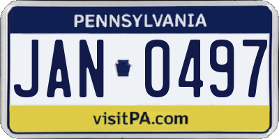 PA license plate JAN0497