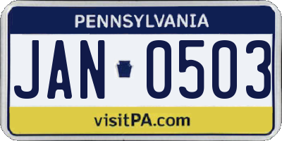 PA license plate JAN0503