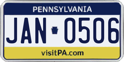 PA license plate JAN0506