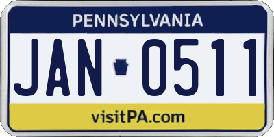 PA license plate JAN0511