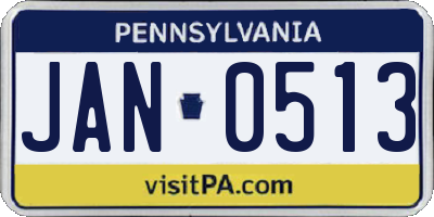 PA license plate JAN0513