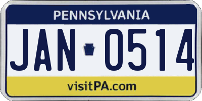 PA license plate JAN0514