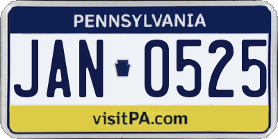 PA license plate JAN0525