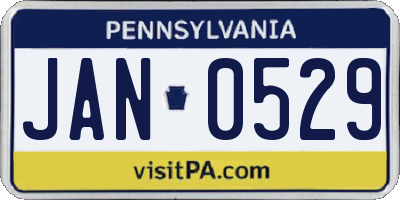 PA license plate JAN0529