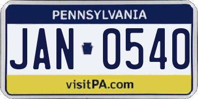 PA license plate JAN0540