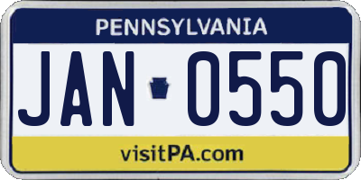 PA license plate JAN0550