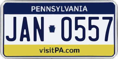 PA license plate JAN0557