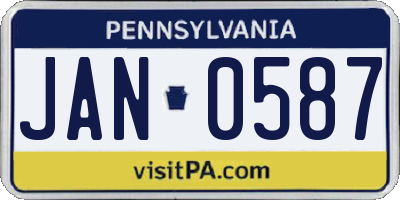 PA license plate JAN0587