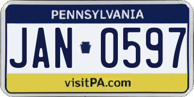 PA license plate JAN0597