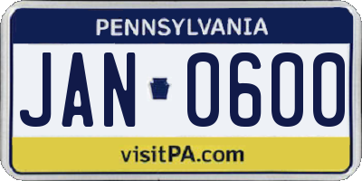 PA license plate JAN0600