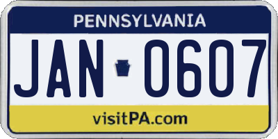 PA license plate JAN0607