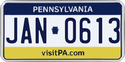 PA license plate JAN0613