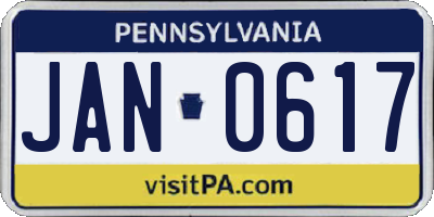 PA license plate JAN0617