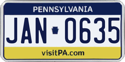 PA license plate JAN0635