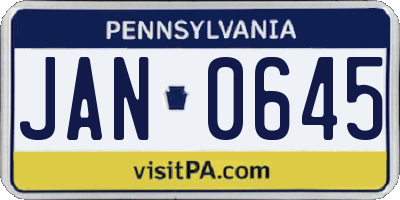 PA license plate JAN0645