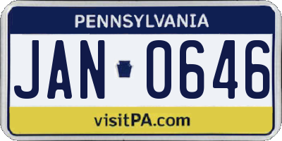 PA license plate JAN0646