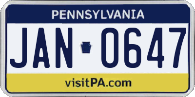 PA license plate JAN0647