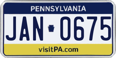 PA license plate JAN0675