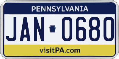 PA license plate JAN0680