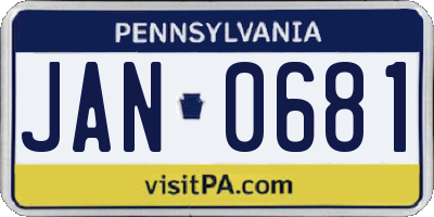 PA license plate JAN0681