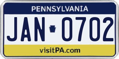 PA license plate JAN0702