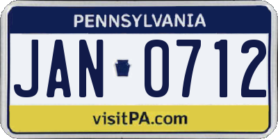 PA license plate JAN0712