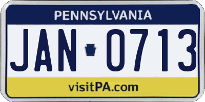 PA license plate JAN0713