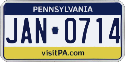 PA license plate JAN0714