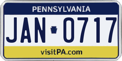 PA license plate JAN0717