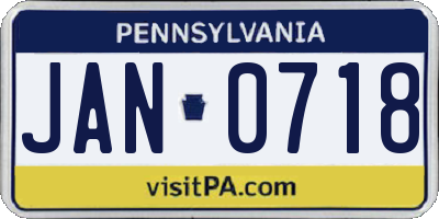 PA license plate JAN0718