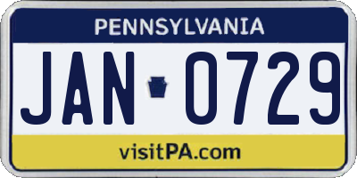PA license plate JAN0729