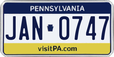 PA license plate JAN0747