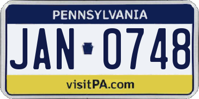PA license plate JAN0748