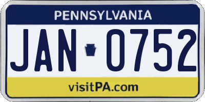 PA license plate JAN0752