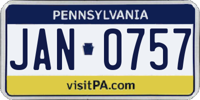 PA license plate JAN0757