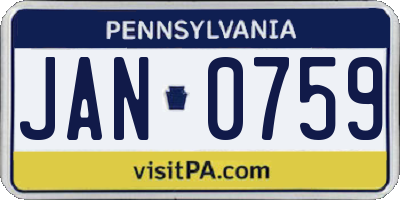 PA license plate JAN0759