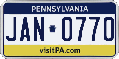 PA license plate JAN0770