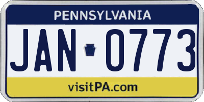 PA license plate JAN0773