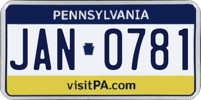 PA license plate JAN0781